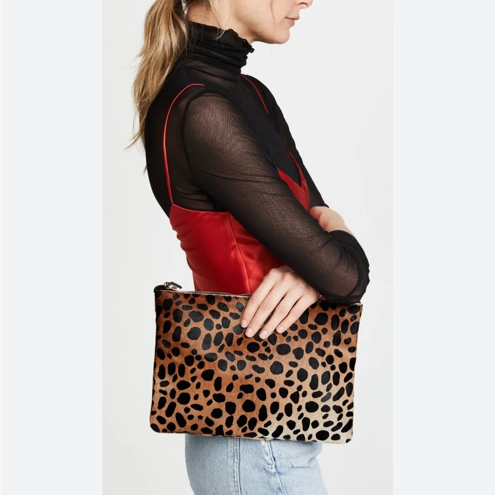 Clare V. Leopard Print Genuine Calf Hair Clutch - Picture 3 of 12